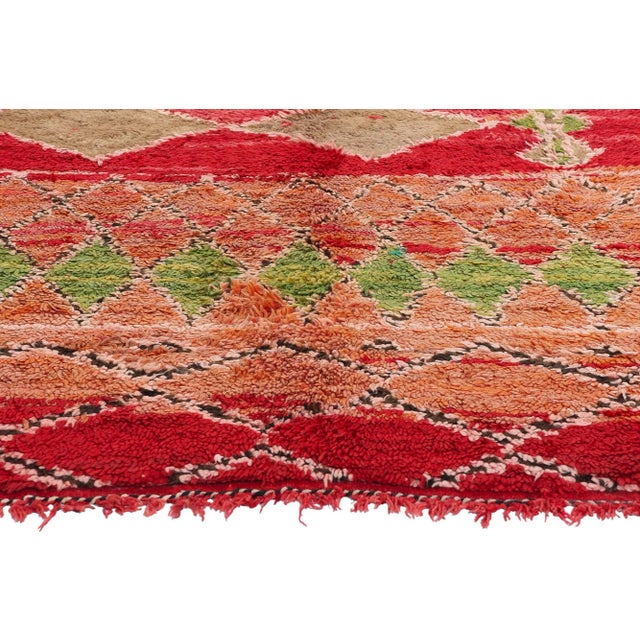 Berber Tribes of Morocco Vintage Red Beni M'Guild Moroccan Rug - 06'06 X 06'06 For Sale - Image 4 of 9