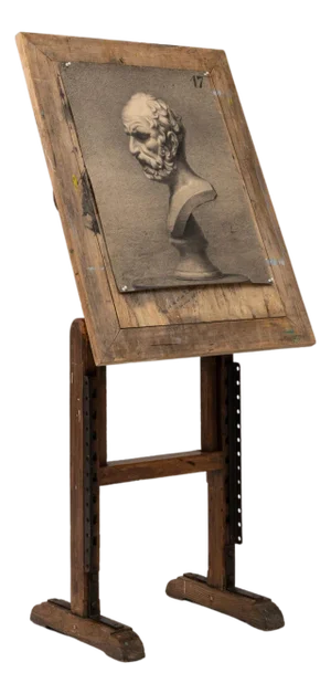 20th Century French Wooden Artist's Easel with Adjustable Tilt