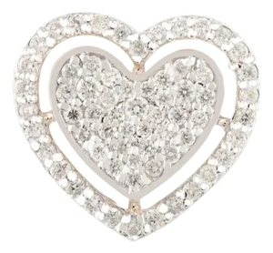 Elegant 18k Yellow Gold Diamond Heart Pendant With Double Halo Design