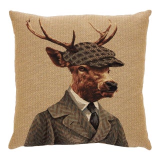 Mr Douglas Deer Tapestry Cushion With Feather Filler - 46x46cm (18"x18") For Sale