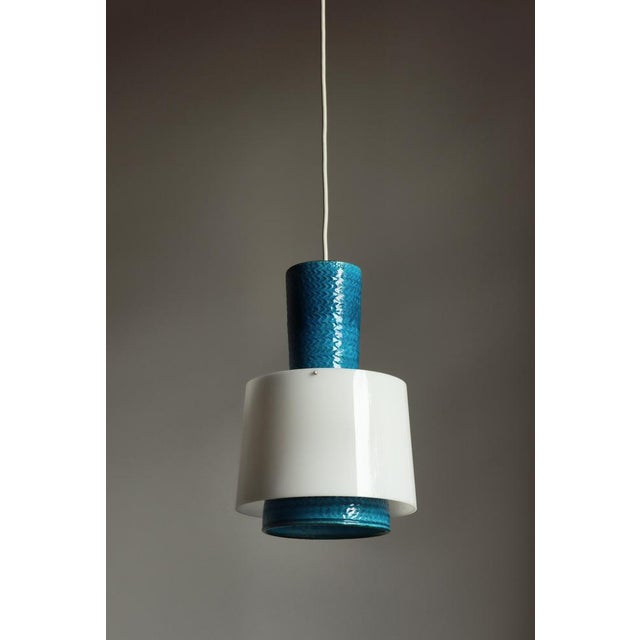 Scandinavian Modern Blue Stoneware Pendant by Nils Kähler, Denmark, 1960s For Sale - Image 3 of 11