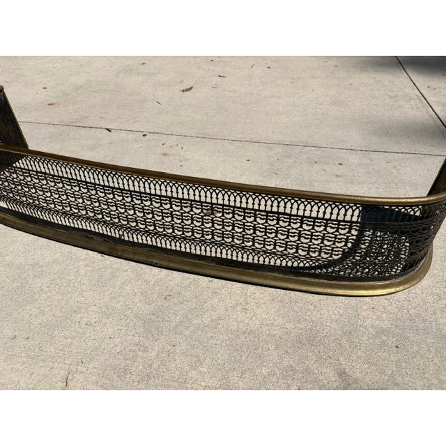 Antique English Brass Fireplace Fender For Sale - Image 4 of 5