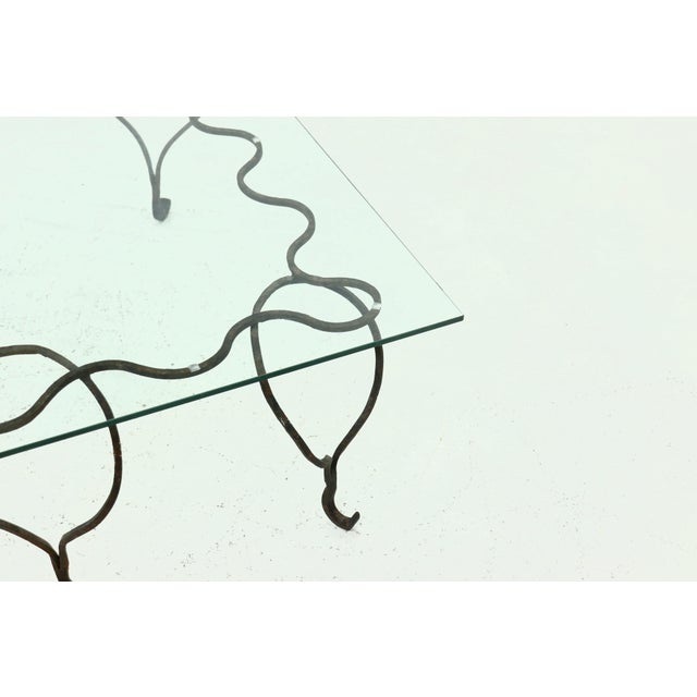 Metal Coffee Table with Forged Steel Base and Glass Top, 1960s For Sale - Image 7 of 9