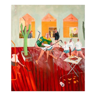 Grace Metzler Hockey Game Oil and Acrylic For Sale