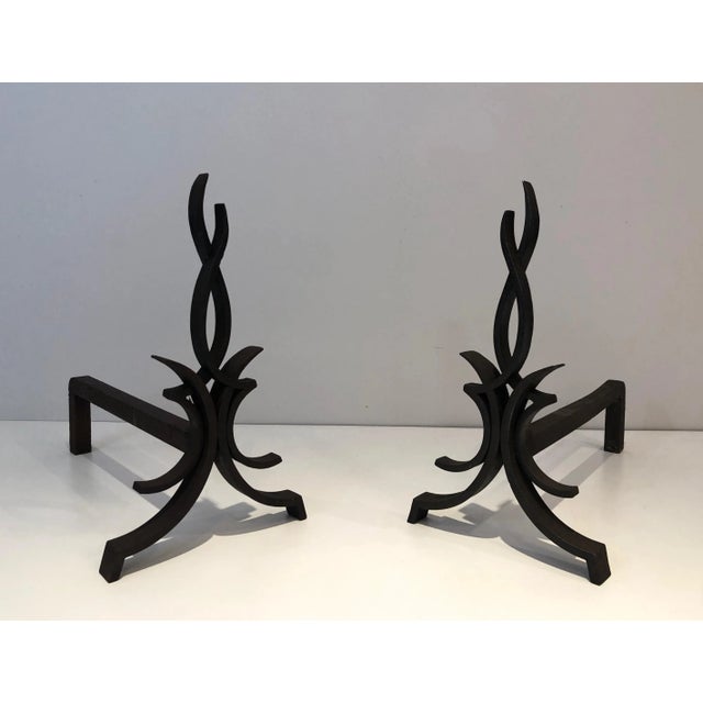 Raymond Subes, Wrought Iron Andirons, French, Circa 1940 - A Pair For Sale - Image 10 of 13