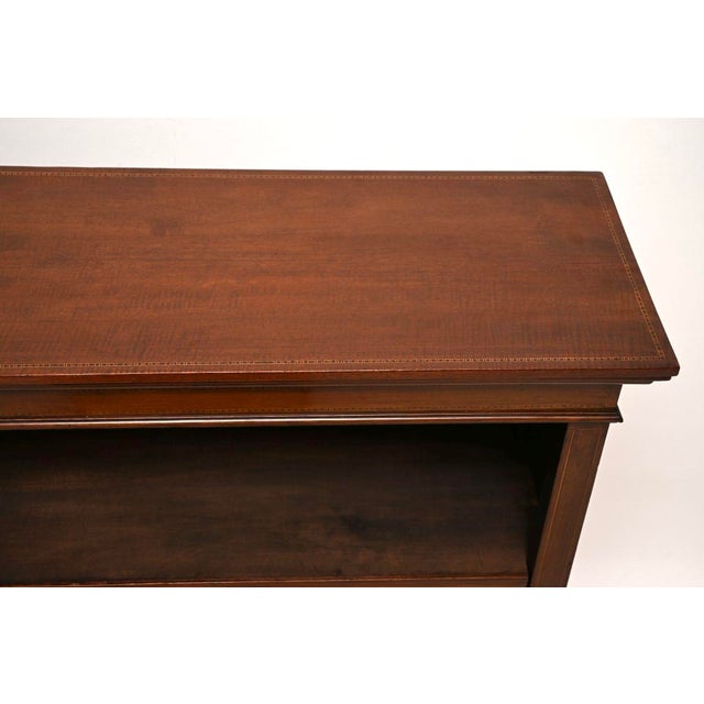 Wood Antique Edwardian Inlaid Open Bookcase, 1900 For Sale - Image 7 of 11
