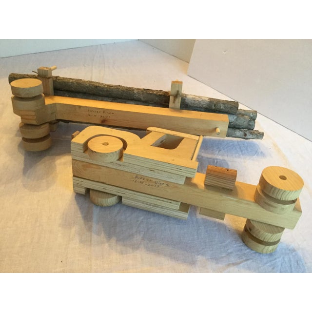 Handcrafted Wooden Logging Truck Model For Sale - Image 10 of 13
