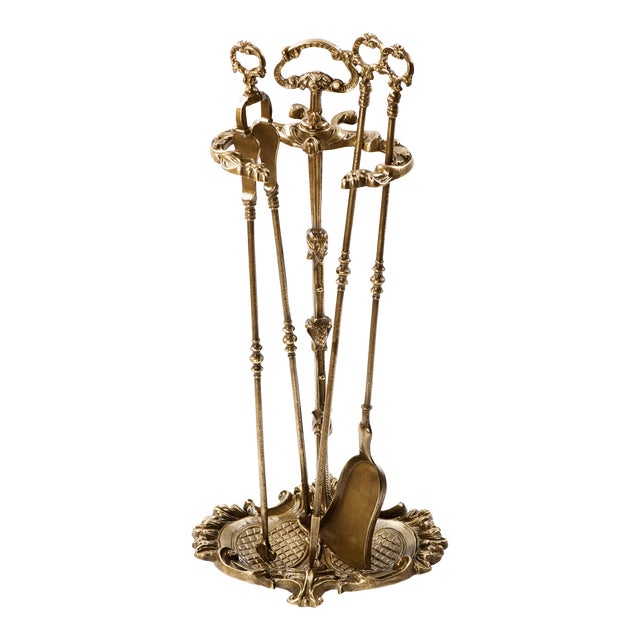 1950s Brass Fireplace Tools With Stand Set of 4 Chairish