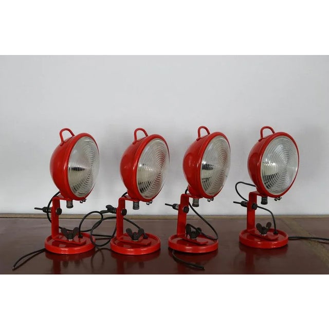 Cesare Leonardi and Franca Stagi for Lumenform, 'Jeep', wall light, red metal, steel, wire, Italy, 1969. This wall light...