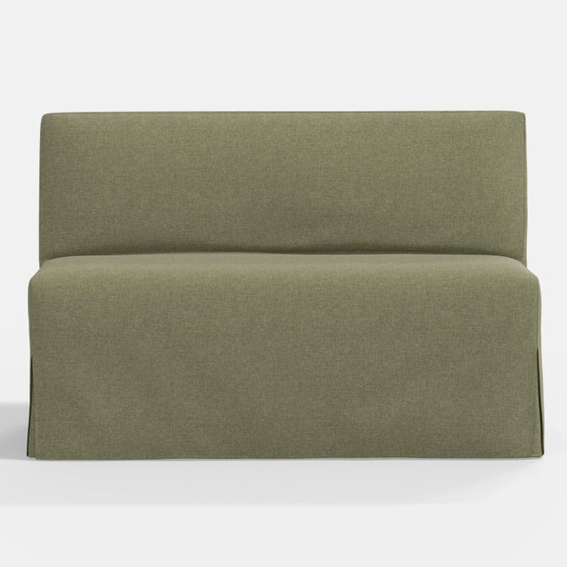 Cloth & Company Stoffer Home x Cloth & Company Lindy Slipcover Dining Banquette in Textured Linen Laurel For Sale - Image 4 of 6