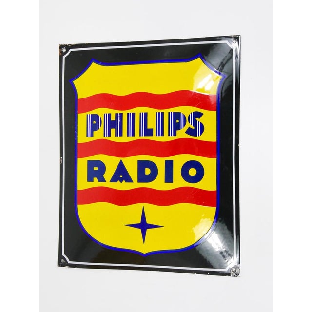 Enamel Philips Radio Advertising Sign, 1930s For Sale - Image 12 of 18
