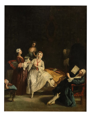 Pietro Longhi, The Awakening of the Lady, 18th Century, Oil Painting on Canvas, Framed