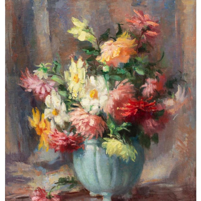 Impressionist Vintage Still Life Oil Painting of Flowers by Exene Reed Meyersahm (1886-1978) For Sale - Image 3 of 3