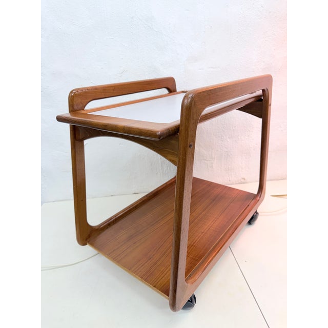 Danish Teak Serving Trolley with Removable Tray from Sika Møbler, 1960s For Sale - Image 9 of 9