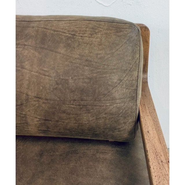 Original retail $2967, stylish Hooker Modern Brown Aniline Leather Moraine Accent Chair, medium wood frame, showroom floor...
