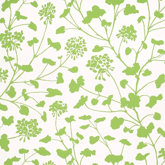 Schumacher Schumacher Pennick Wallpaper in Leaf on Ivory For Sale - Image 4 of 4