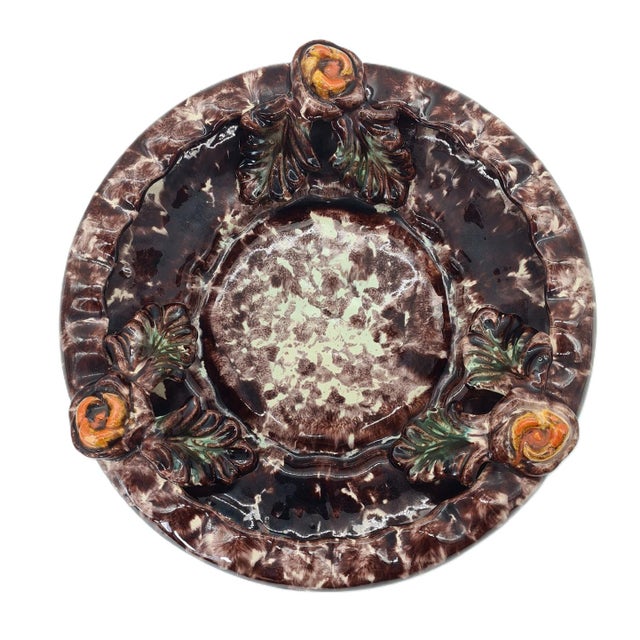 Large Decorative Ceramic Platter with Rose Relief from Jasba Keramik, Germany, 1960s For Sale - Image 12 of 12