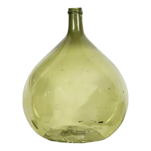19th Century French Green Glass Demijohn or Dame Jeanne Hand Blown Bottle