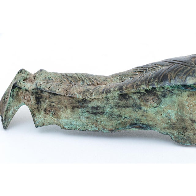 Thai Bronze Reclining Buddha Sculpture With Verdigris Patina For Sale - Image 9 of 10