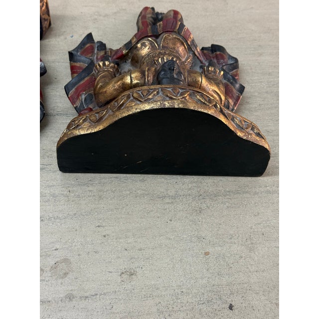 Vintage Venetian Style Polychrome Figural Wall Brackets - A Pair For Sale - Image 10 of 11