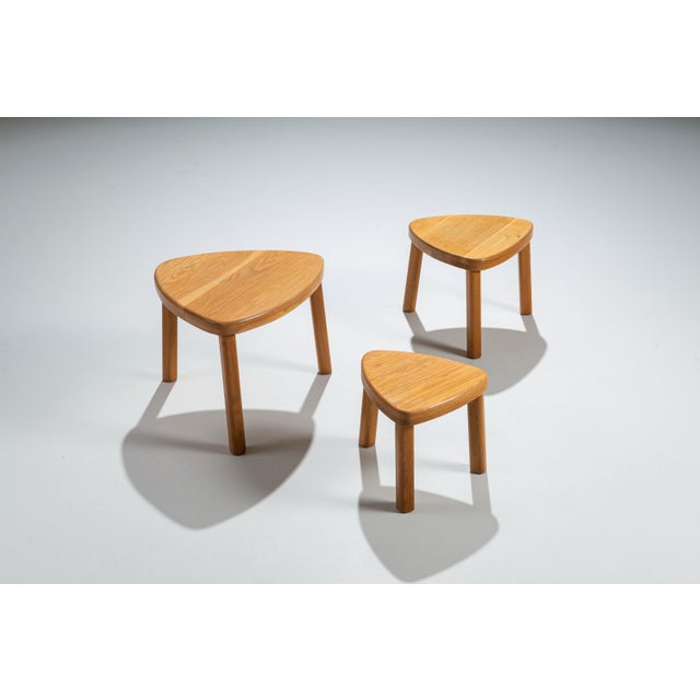 Vintage Oak Nesting Tables, 1970s, Set of 3 For Sale - Image 9 of 9