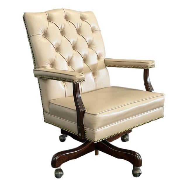 Vintage Paoli Company Swivel Desk Chair (Tan Leather) For Sale