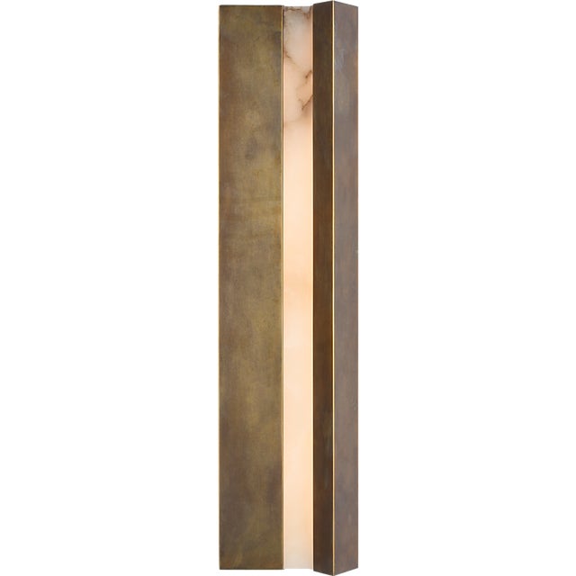 Modern Anne-Marie Barton for Visual Comfort Signature Austera 32" Sconce in Mottled Brass with Alabaster For Sale - Image 3 of 11