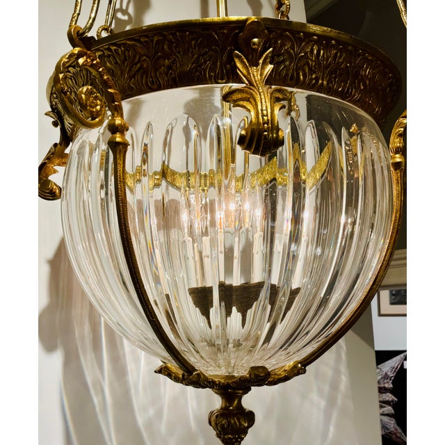 Original retail $15,643, neoclassical Myran Allan Luxury Lighting Italian Hand-Cut Full Lead Crystal Pendant Light, bronze...