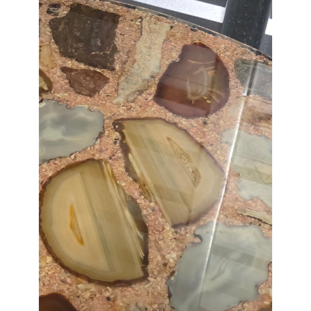 Brown Vintage Semi-Precious Stones Lucite Encased Coffee Table Folk Art Boho Chic Mid-Century MCM For Sale - Image 8 of 10