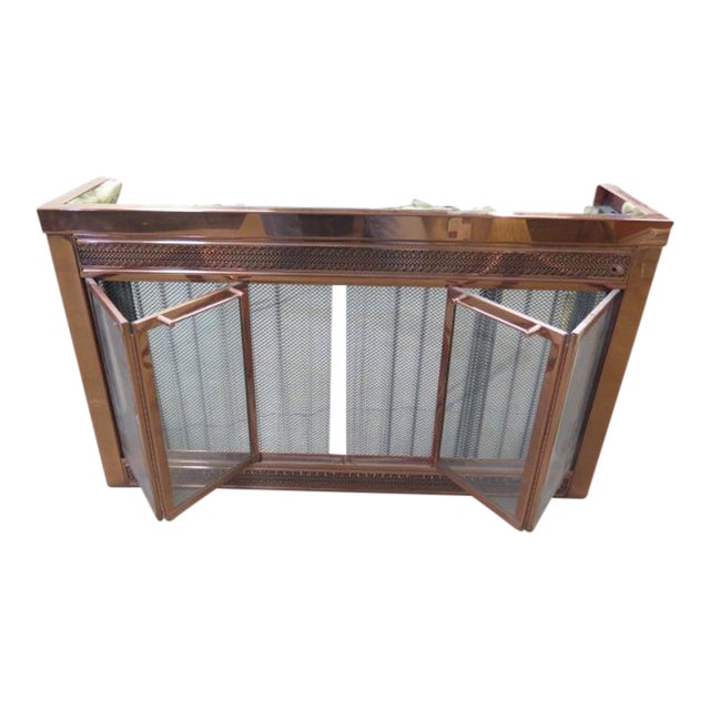 1980s Custom Copper Fireplace Screen For Sale