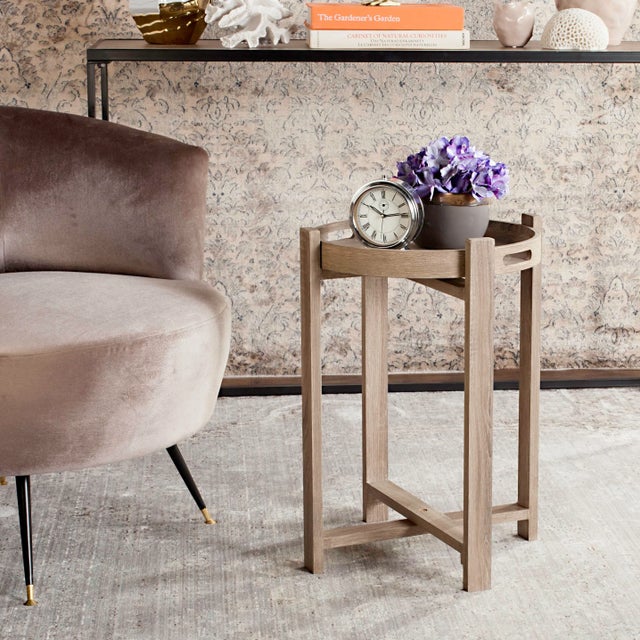 Wood Retro Mid Tray Top Side Table in Light Oak For Sale - Image 7 of 8