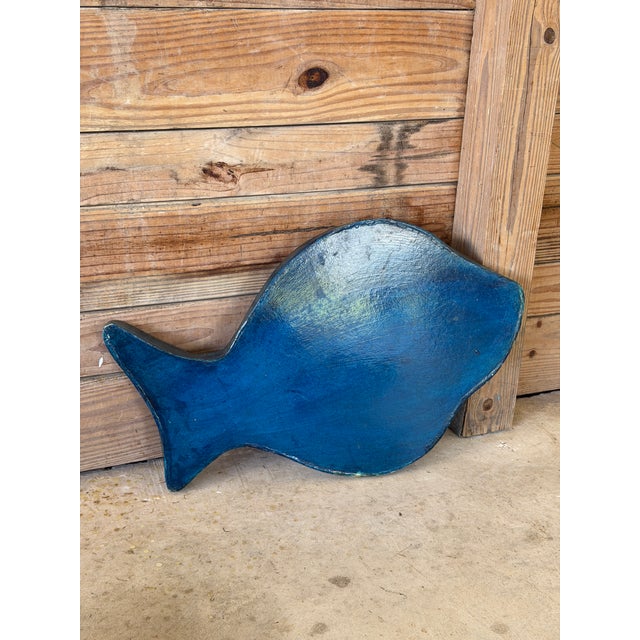 Vintage Hand Painted Papier-Mâché Fish Serving Tray, Made in Mexico For Sale - Image 9 of 11