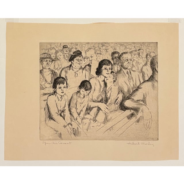 1930s Hubert Morley Open Air Concert Etching For Sale - Image 4 of 4