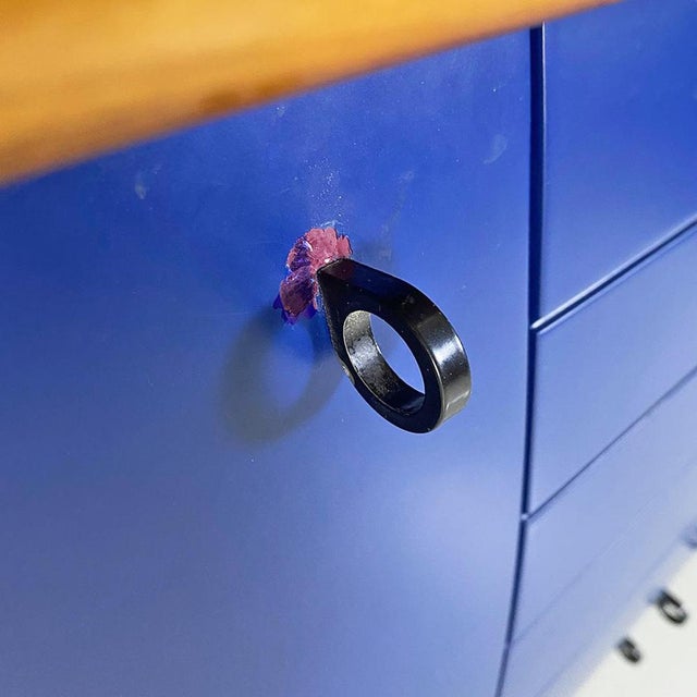 Modern Italian Blue Black Wood Sideboard attributed to Umberto Asnago for Giorgetti, 1982 For Sale - Image 15 of 18