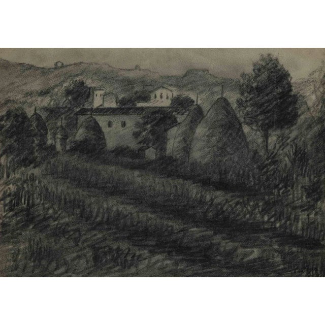 Achille Lega, Landscape, Charcoal Drawing, 1928 For Sale - Image 4 of 4