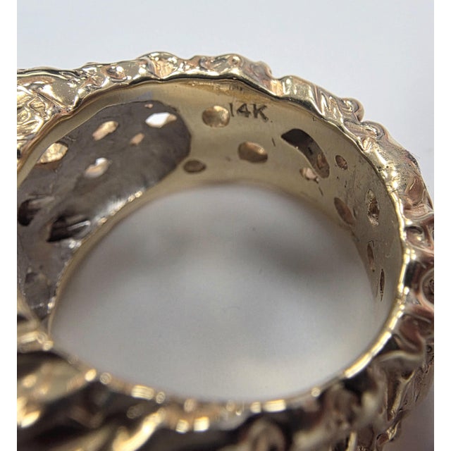 Vintage 14k Gold 1 .25 Carat Diamond Chunky Two Tone Gold Nugget Ring, Size 7.25 For Sale In Los Angeles - Image 6 of 7