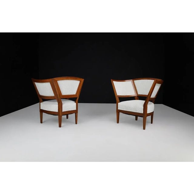 Gold 19th Century French Armchairs in New Bouclé Upholstery, 1850, Set of 2 For Sale - Image 8 of 9