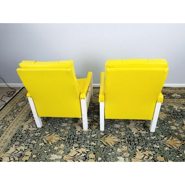 1970s Vintage Yellow Vinyl Recliners Lounge Chairs a Pair Chairish