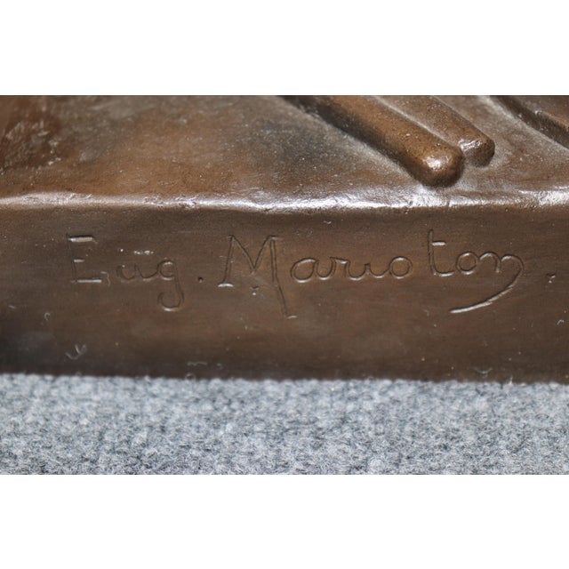 Bronze Antique French Bronze Titled Le Devoir Civique, After Eugene Marioton. For Sale - Image 8 of 16