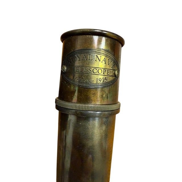 Vintage Maritime Royal Navy Brass Telescope For Sale - Image 6 of 10