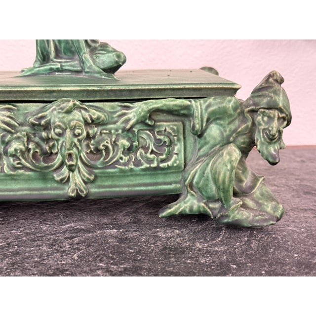 Early 20th Century Atlantic Terracotta Company Arts and Crafts Pottery Lidded Box Gnomes Grotesque For Sale - Image 10 of 17