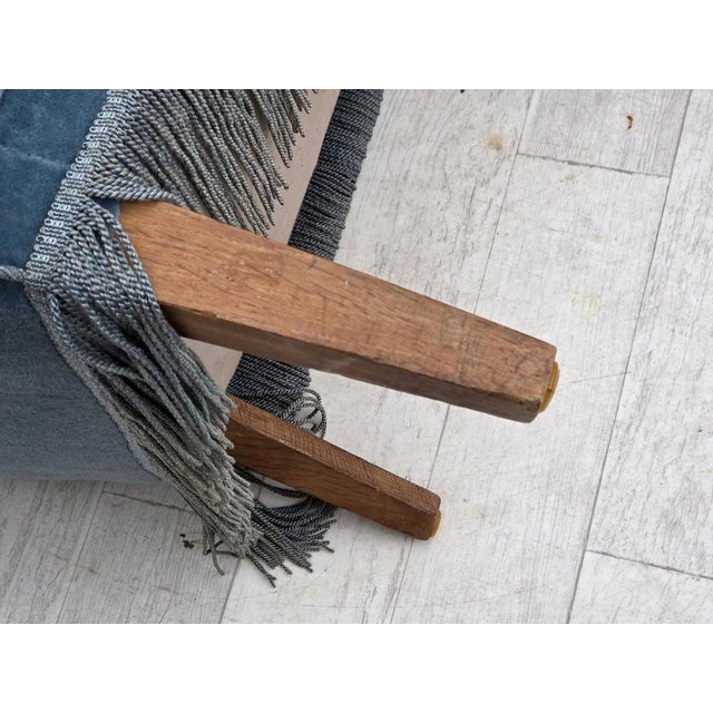 Vintage Danish Two-Seater Sofa in Blue Furniture Velour and Oak, 1970s For Sale - Image 18 of 18