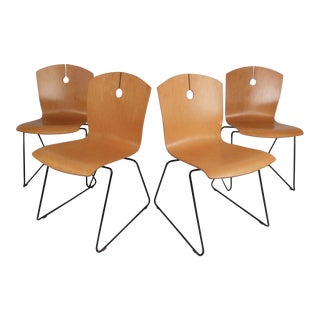 Modern Bentwood Stacking Chairs by Wieland, Set of 4 For Sale