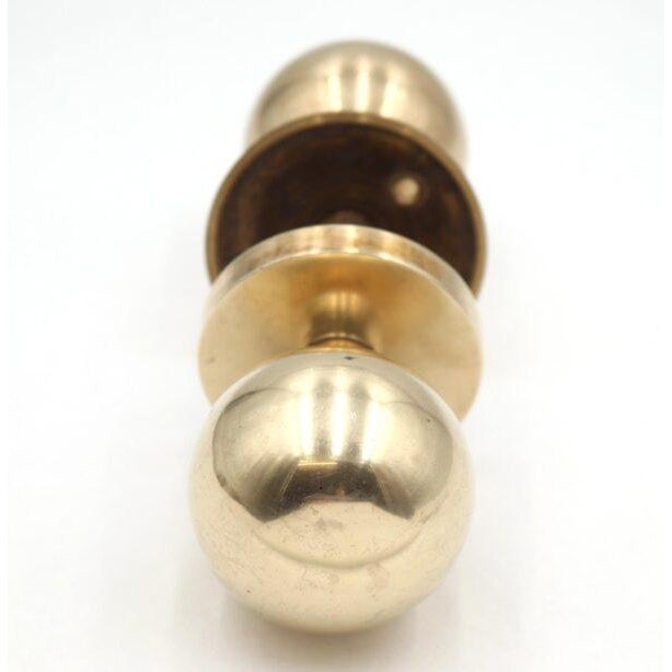 Reclaimed Modern Ball Shaped Polished Brass Door Knobs For Sale - Image 6 of 7