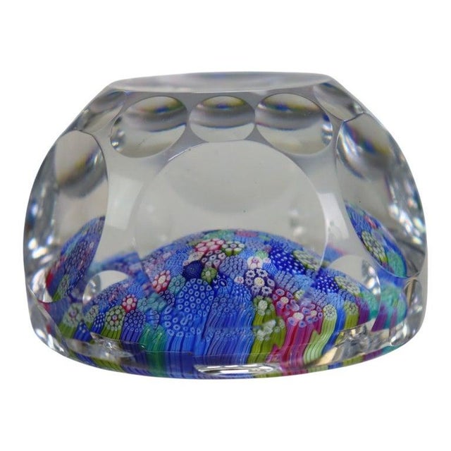 English Whitefriars Glass Millefiori Faceted Glass Paperweight C1920 For Sale - Image 6 of 12