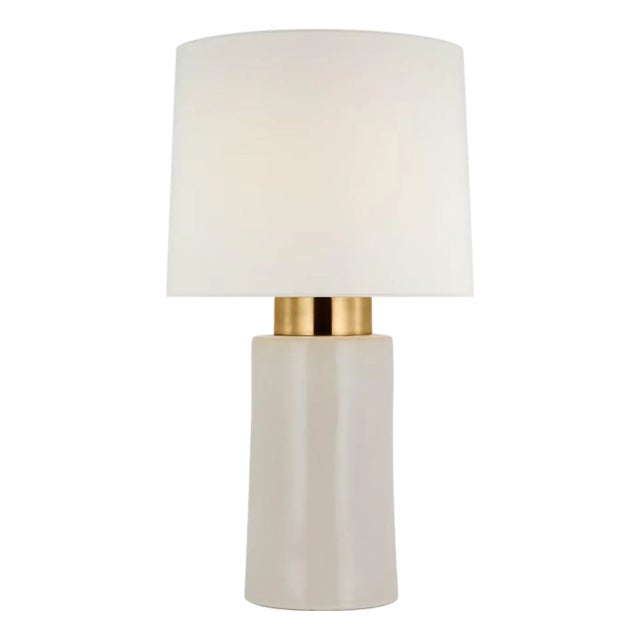 Barbara Barry by Visual Comfort Signature Xian 30" Table Lamp in Ivory and Soft Brass with Linen Shade For Sale