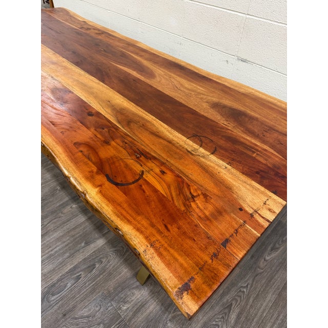 Mid-Century Modern West Elm Live Edge Acacia Wood Dining Table For Sale - Image 3 of 18