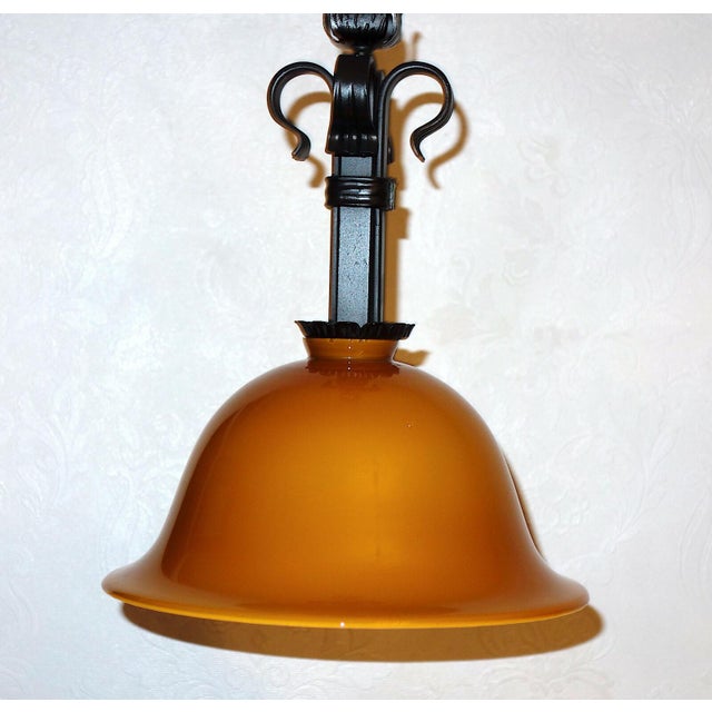 Antique Wrought Iron Glass Lamp from Koch U. Söhne, 1930s, in Very Good conditions. Designed 1920 to 1949 This piece has...