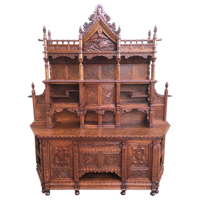 Antique Japanesse Hand Carved Elmwood Cabinet, Sideboard, Meiji, 20th Century For Sale - Image 13 of 13
