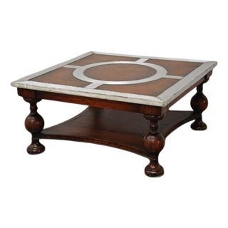 1970s Shoreditch Mahogany & Metal Industrial Coffee Table—rugged Industrial Edge Meets Old-World Craftsmanship. For Sale